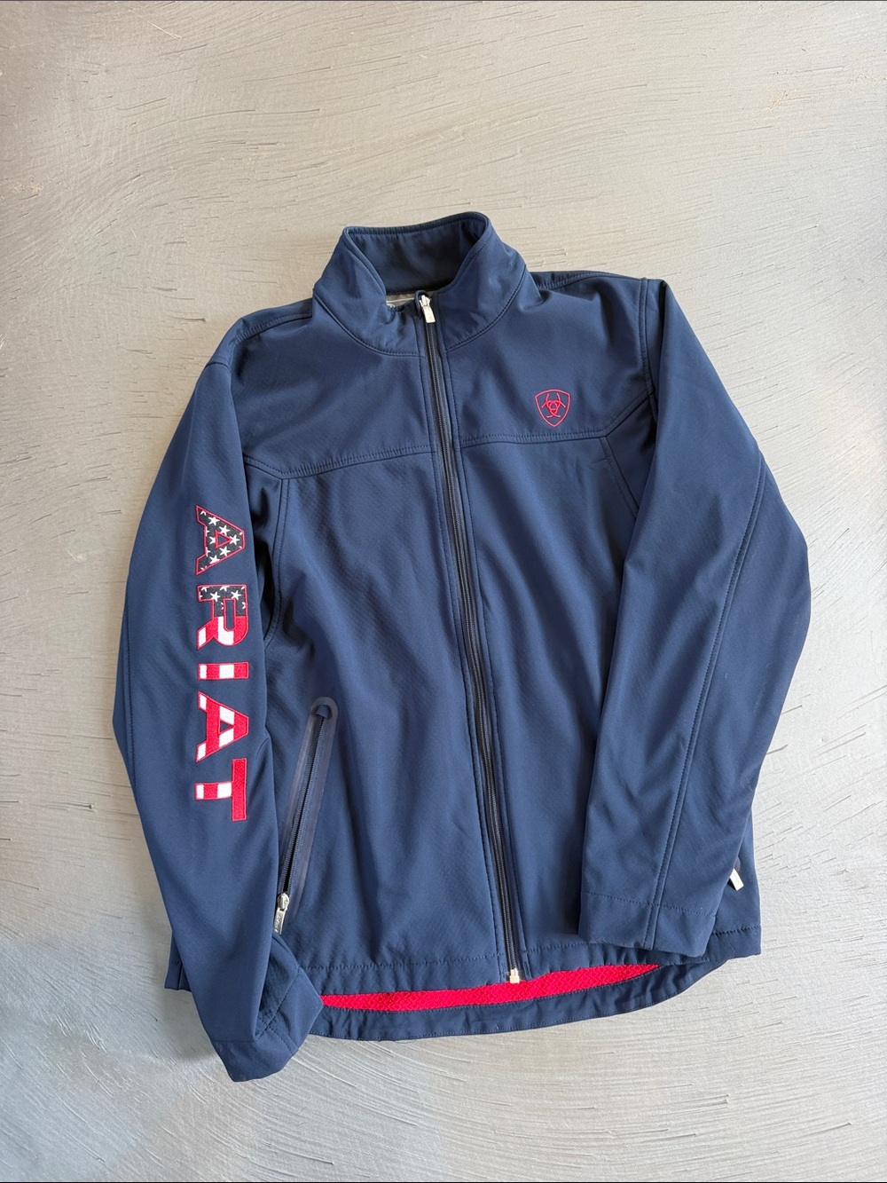 Ariat Navy Windbreaker Jacket with Red Accents